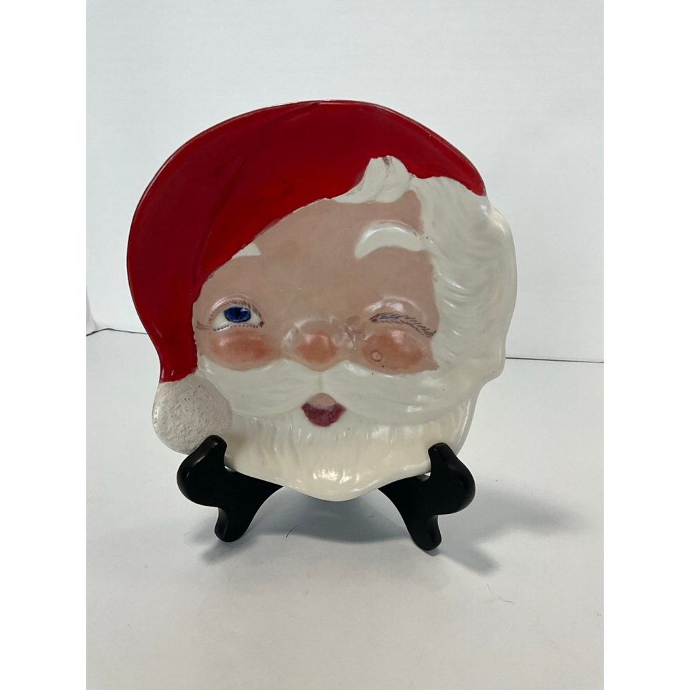 Vintage 1965 Winking Santa Dish